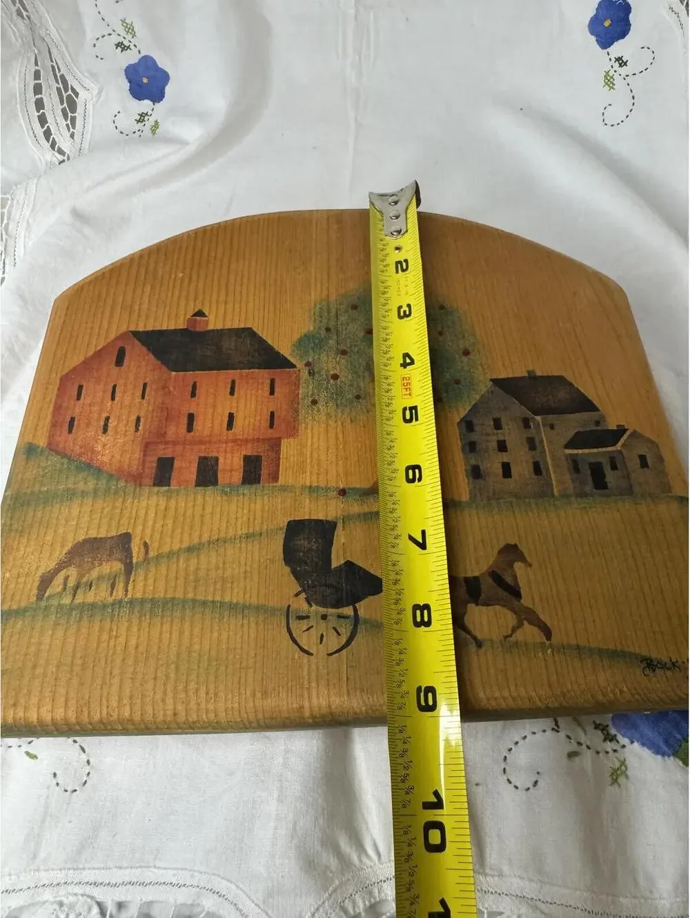 Vintage Amish Folk Art Wooden Wall Art by Bock - Cottage Core